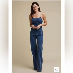 Women's Blue High-Waisted Jean Jumpsuit sm-med